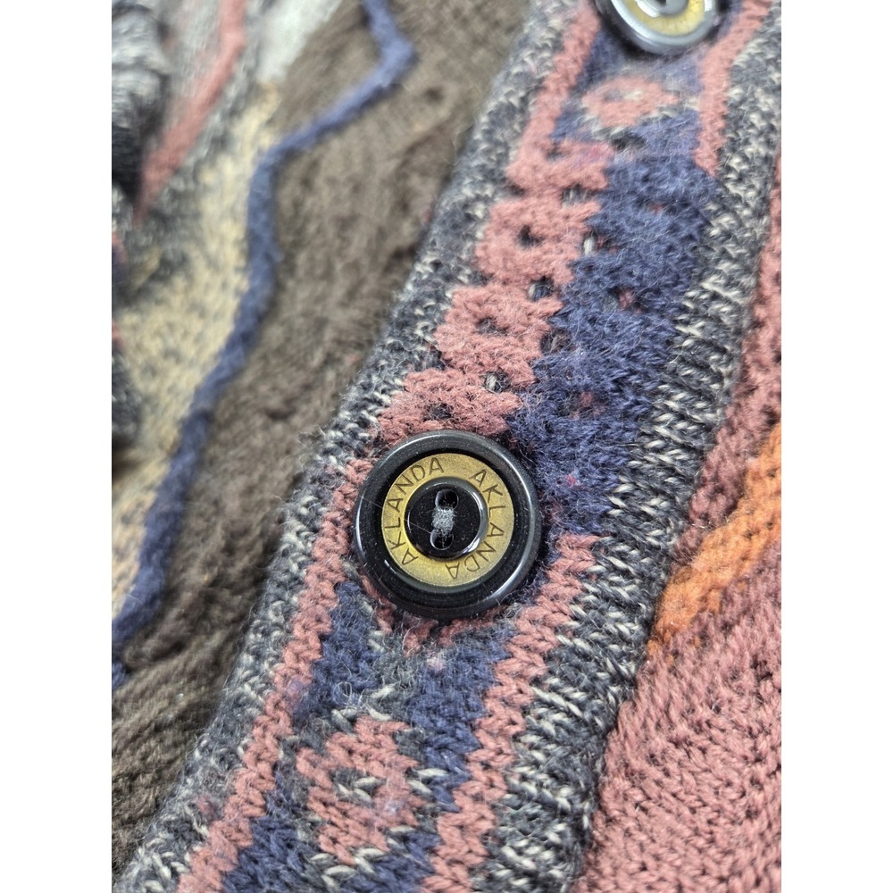 Aklanda Sweater Mens XL Wool Coogi Style Cardigan 3D‎ Knit - Picture 5 of 8